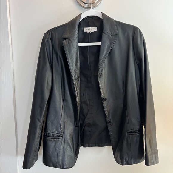 Nine West Jackets & Blazers - Nine West 100% Genuine Leather Black Blazer Jacket Women’s Size 8 (Medium)